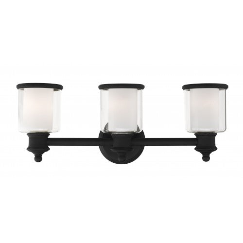 3 Light Black Bath Vanity Wall Sconce Livex