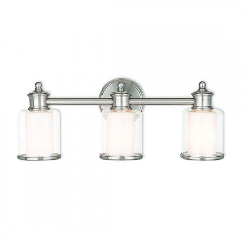 3 Light Brushed Nickel Bath Light Wall Sconce Livex