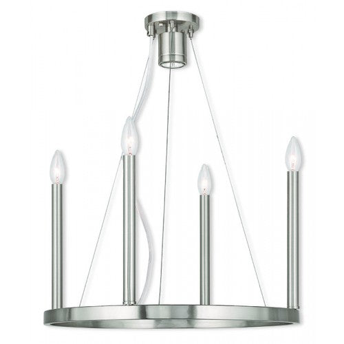 4 Light + 1 Light BN Chandelier Chandelier Livex