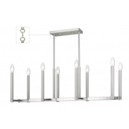 8 Light Brushed Nickel Linear Chandelier Linear Livex