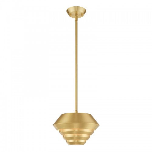 1 Light Satin Brass Single Pendant Pendant Livex