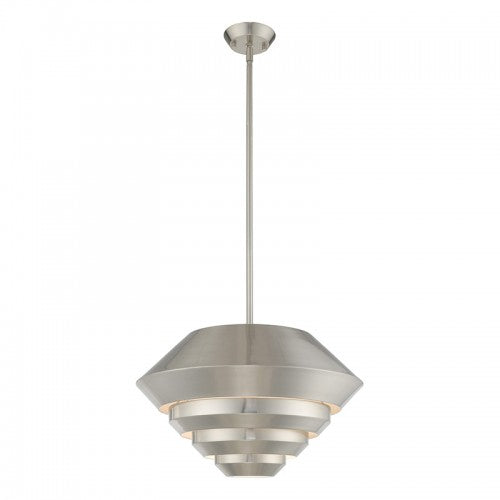 1 Light Brushed Nickel Single Pendant Pendant Livex