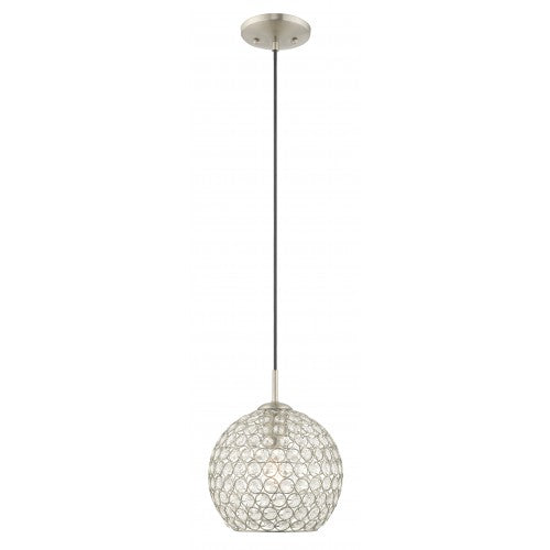 1 Light Brushed Nickel Single Pendant Pendant Livex