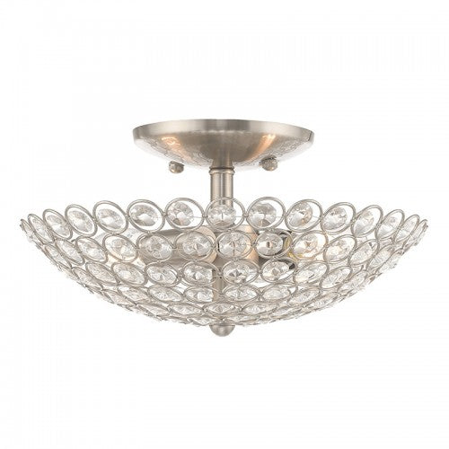 2 Light Brushed Nickel Ceiling Mount Semi Flush Livex