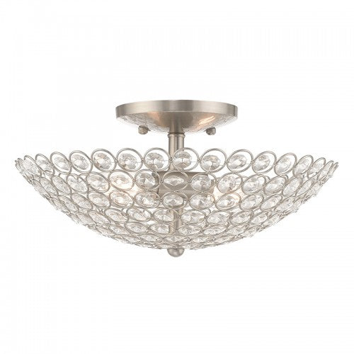 2 Light Brushed Nickel Ceiling Mount Semi Flush Livex