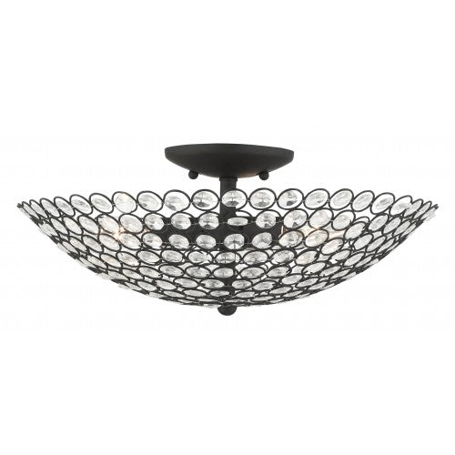 3 Light Black Semi Flush Semi Flush Livex