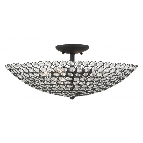 4 Light Black Semi Flush Semi Flush Livex