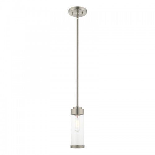 1 Light Brushed Nickel Single Pendant Pendant Livex