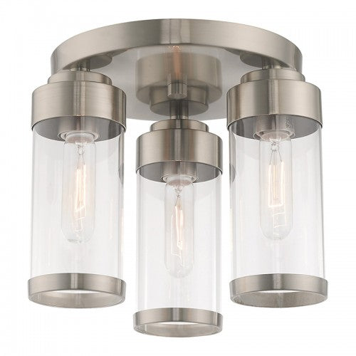 3 Light Brushed Nickel Ceiling Mount Semi Flush Livex