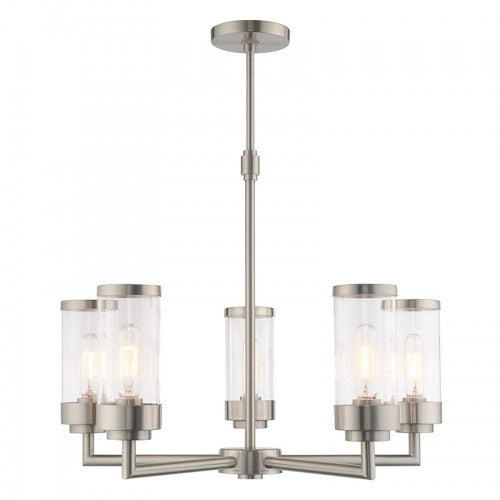 5 Light Brushed Nickel Chandelier Chandelier Livex