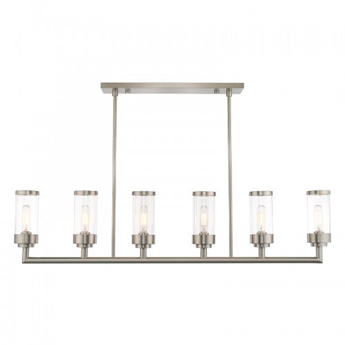 6 Light Brushed Nickel Linear Chandelier Linear Livex