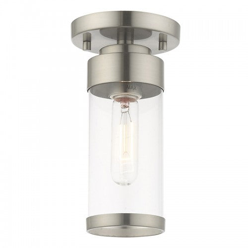 1 Light Brushed Nickel Ceiling Mount Semi Flush Livex