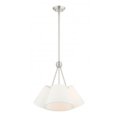 3 Light Brushed Nickel Shaded Chandelier Chandelier Livex