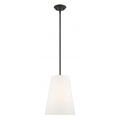 1 Light Black Shaded Chandelier Pendant Livex