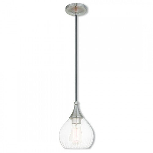 1 Light Brushed Nickel Single Pendant Pendant Livex