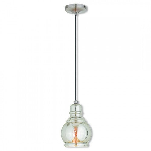 1 Light Brushed Nickel Single Pendant Pendant Livex