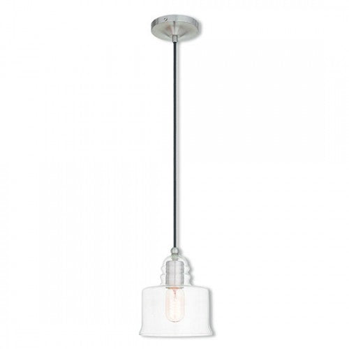 1 Light Brushed Nickel Single Pendant Pendant Livex