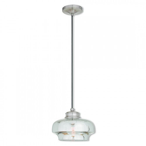 1 Light Brushed Nickel Single Pendant Pendant Livex