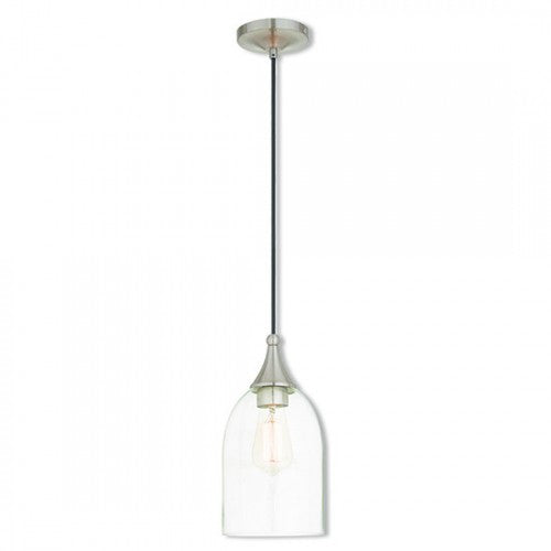 1 Light Brushed Nickel Single Pendant Pendant Livex