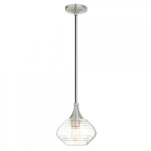 1 Light Brushed Nickel Single Pendant Pendant Livex