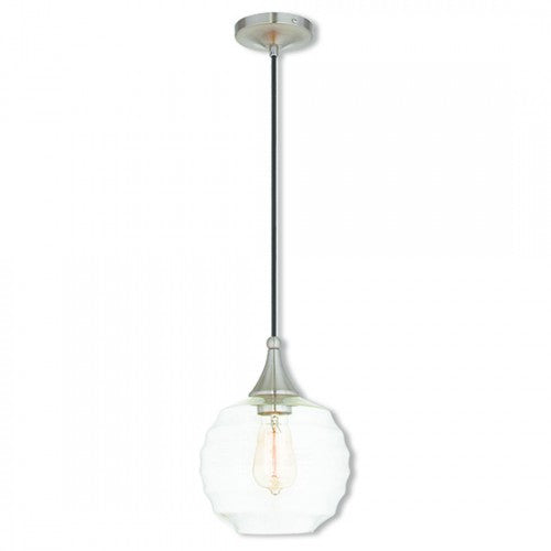 1 Light Brushed Nickel Single Pendant Pendant Livex