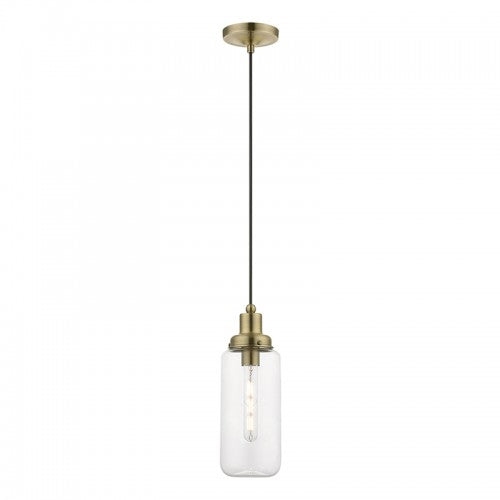 1 Light Antique Brass Mini Pendant Pendant Livex