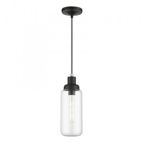 1 Light Black with Brushed Nickel Accent Mini Pendant Pendant Livex