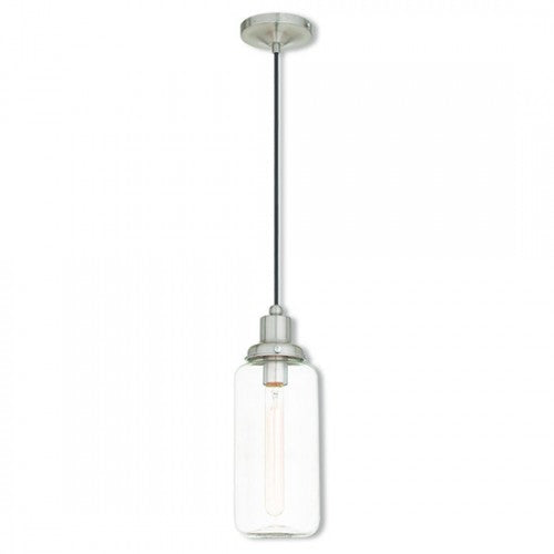 1 Light Brushed Nickel Single Pendant Pendant Livex