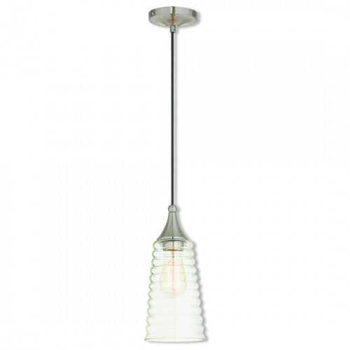 1 Light Brushed Nickel Single Pendant Pendant Livex