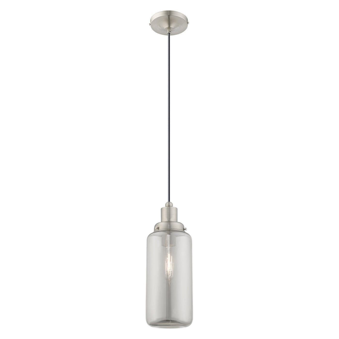 1 Light Brushed Nickel Single Pendant Pendant Livex