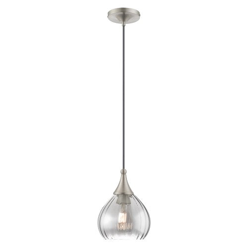 1 Light Brushed Nickel Single Pendant Pendant Livex