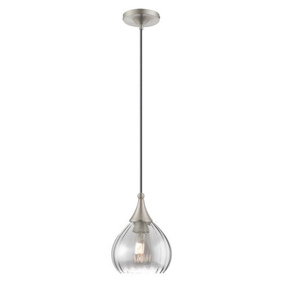 1 Light Brushed Nickel Single Pendant Pendant Livex