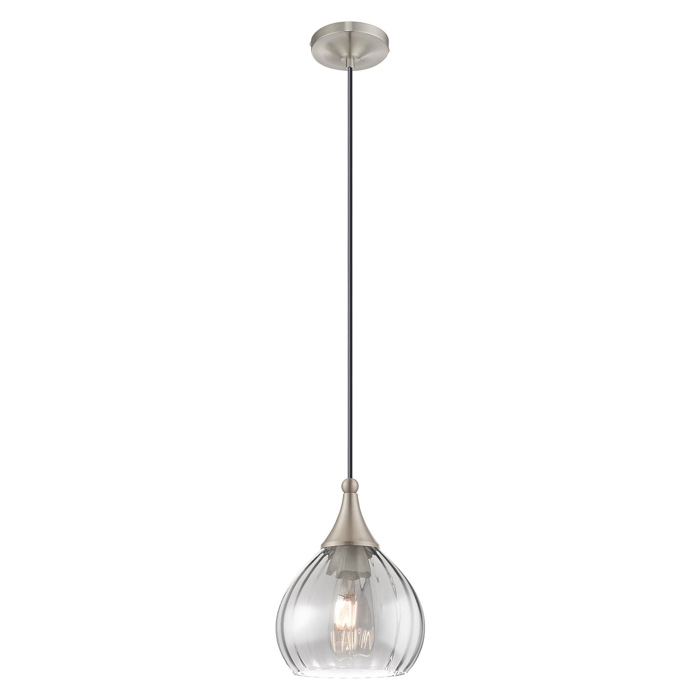 1 Light Brushed Nickel Single Pendant Pendant Livex