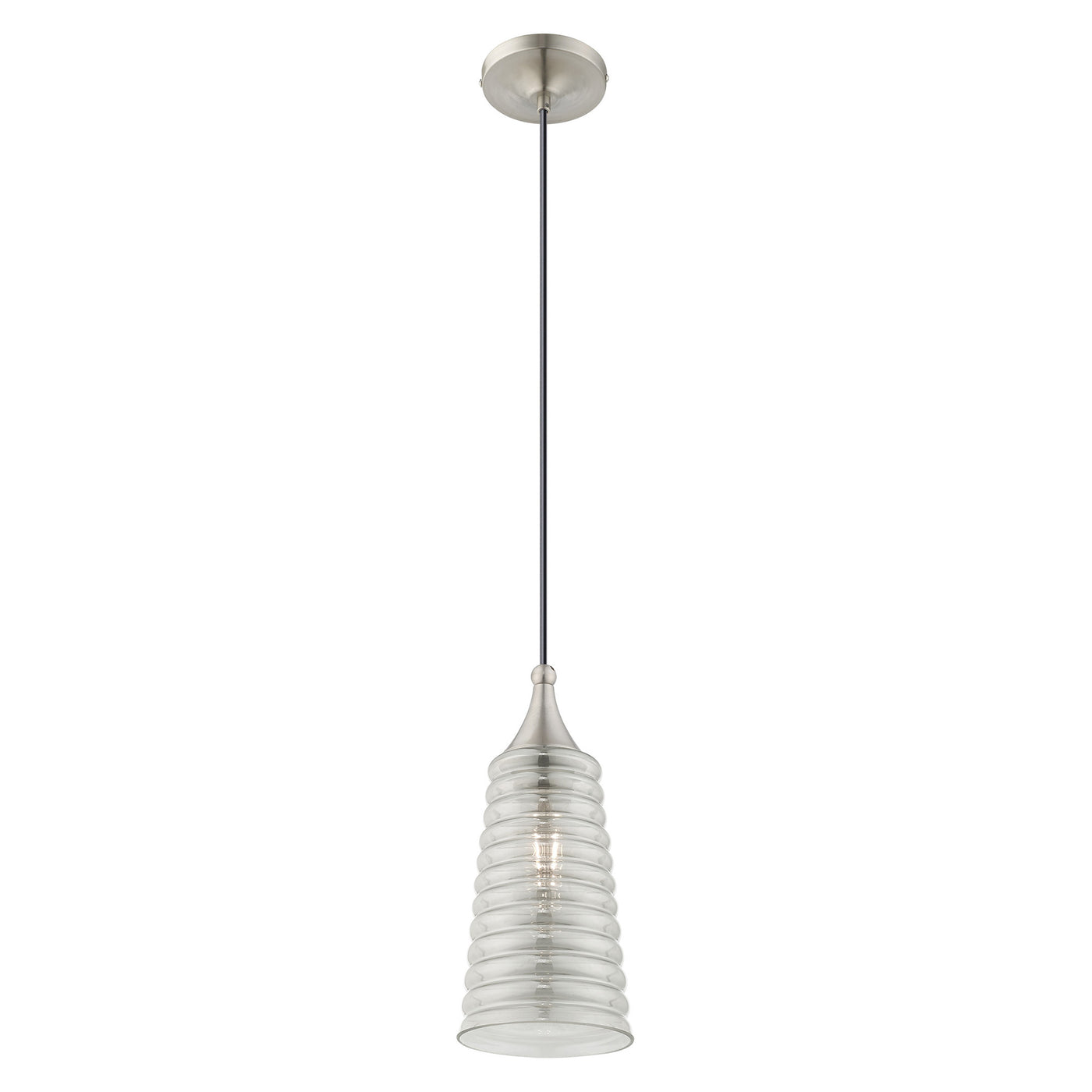 1 Light Brushed Nickel Single Pendant Pendant Livex