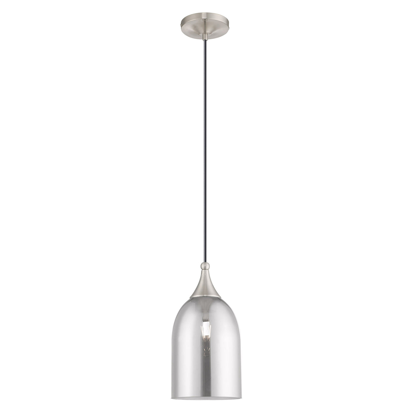 1 Light Brushed Nickel Single Pendant Pendant Livex