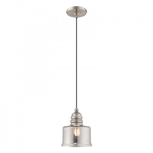 1 Light Brushed Nickel Single Pendant Pendant Livex