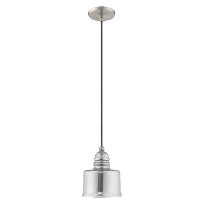 1 Light Brushed Nickel Single Pendant Pendant Livex