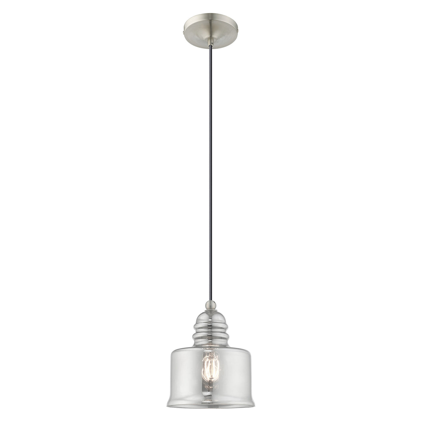 1 Light Brushed Nickel Single Pendant Pendant Livex