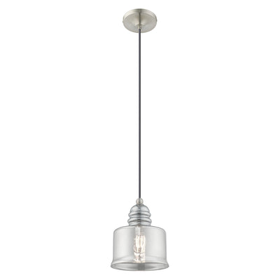 1 Light Brushed Nickel Single Pendant Pendant Livex