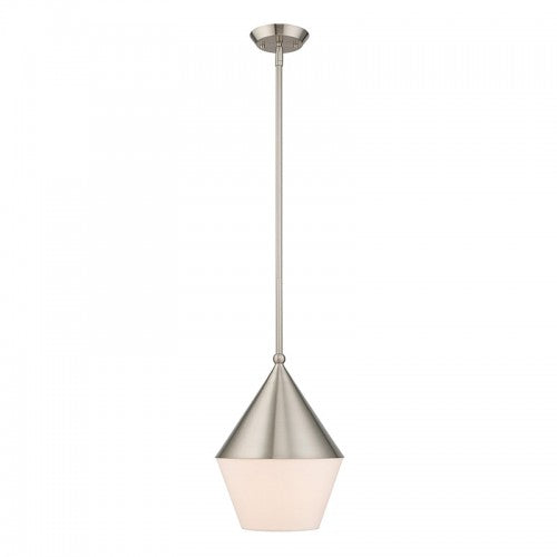 1 Light Brushed Nickel Single Pendant Pendant Livex