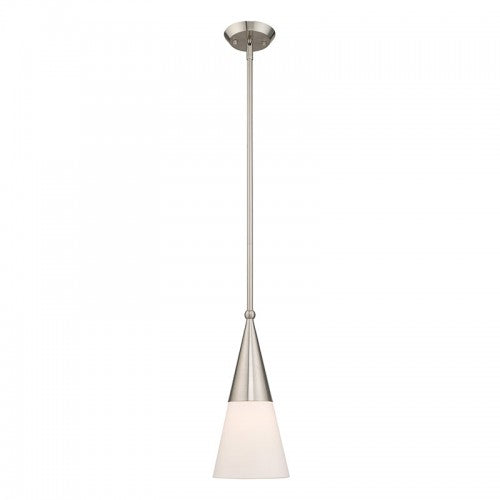 1 Light Brushed Nickel Single Pendant Pendant Livex