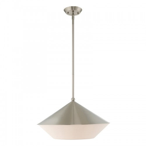 1 Light Brushed Nickel Pendant Pendant Livex