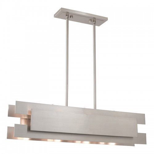 4 Light Brushed Nickel Linear Chandelier Linear Livex