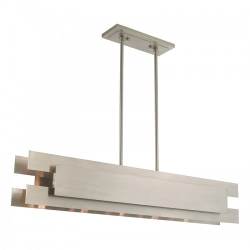 5 Light Brushed Nickel Linear Chandelier Linear Livex