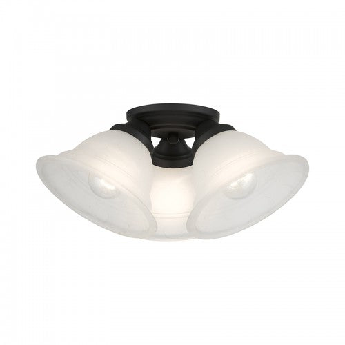 3 Light Black Flush Mount Semi Flush Livex