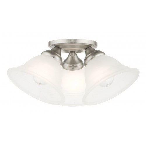 3 Light Painted Satin Nickel Flush Mount Semi Flush Livex