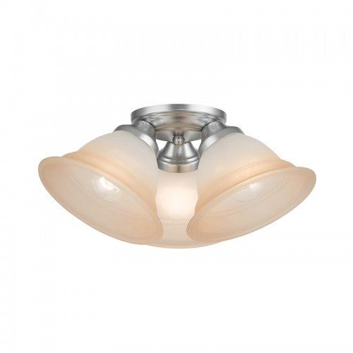 3 Light Painted Satin Nickel Flush Mount Semi Flush Livex