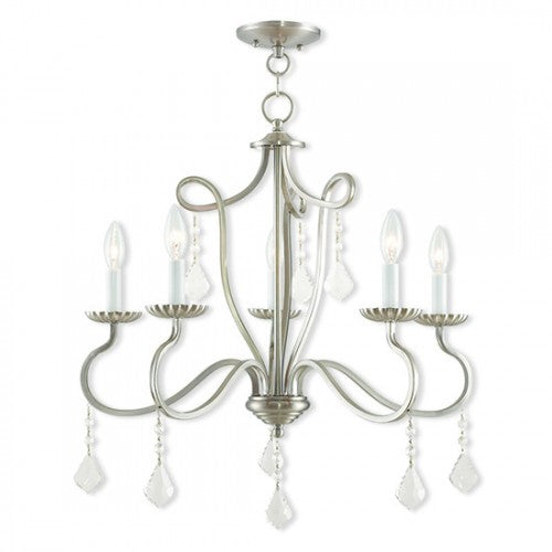 5 Light Brushed Nickel Chandelier Chandelier Livex