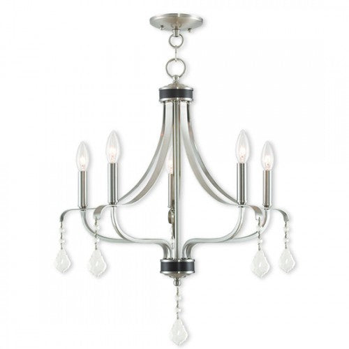 5 Light Brushed Nickel Chandelier Chandelier Livex