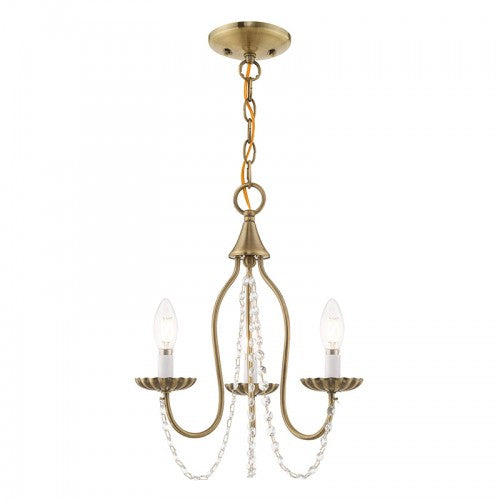 3 Light Antique Brass Chandelier Chandelier Livex